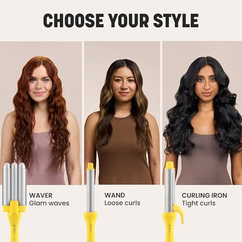 Drybar The Mixologist Interchangeable Styling Iron ? One Tool, Three Styles ? Reduces Frizz, Adds Shine ? Curling Iron ? Hair Curling Wand