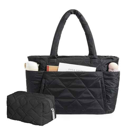 Puffer Tote Bag for Women, Large Quilted Puffy Handbag