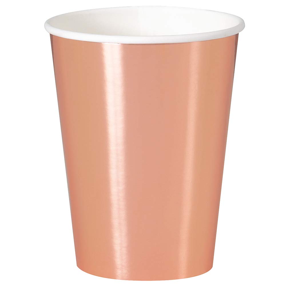 Unique Rose Gold Foil Paper Cups, 12 oz, 8 Count