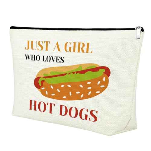 Mxrymvu Hot Dog Gifts for Women Makeup Bag Funny Hot Dogs Cosmetic Bag Food Lover Gift Christmas Birthday Present for Friend Sister Makeup Zipper Pouch