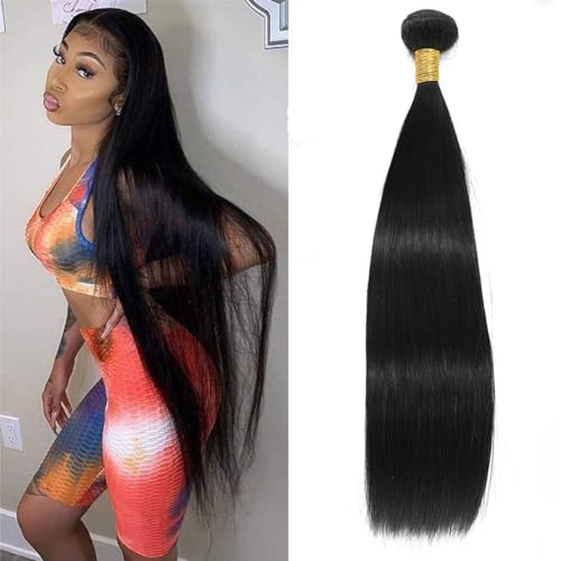 Straight Bundles Human Hair 34 inch 100% Unprocessed Brazilian Straight Hair Bundles 12A Remy Virgin Retain the Intact Cuticle, Long Lifespan
