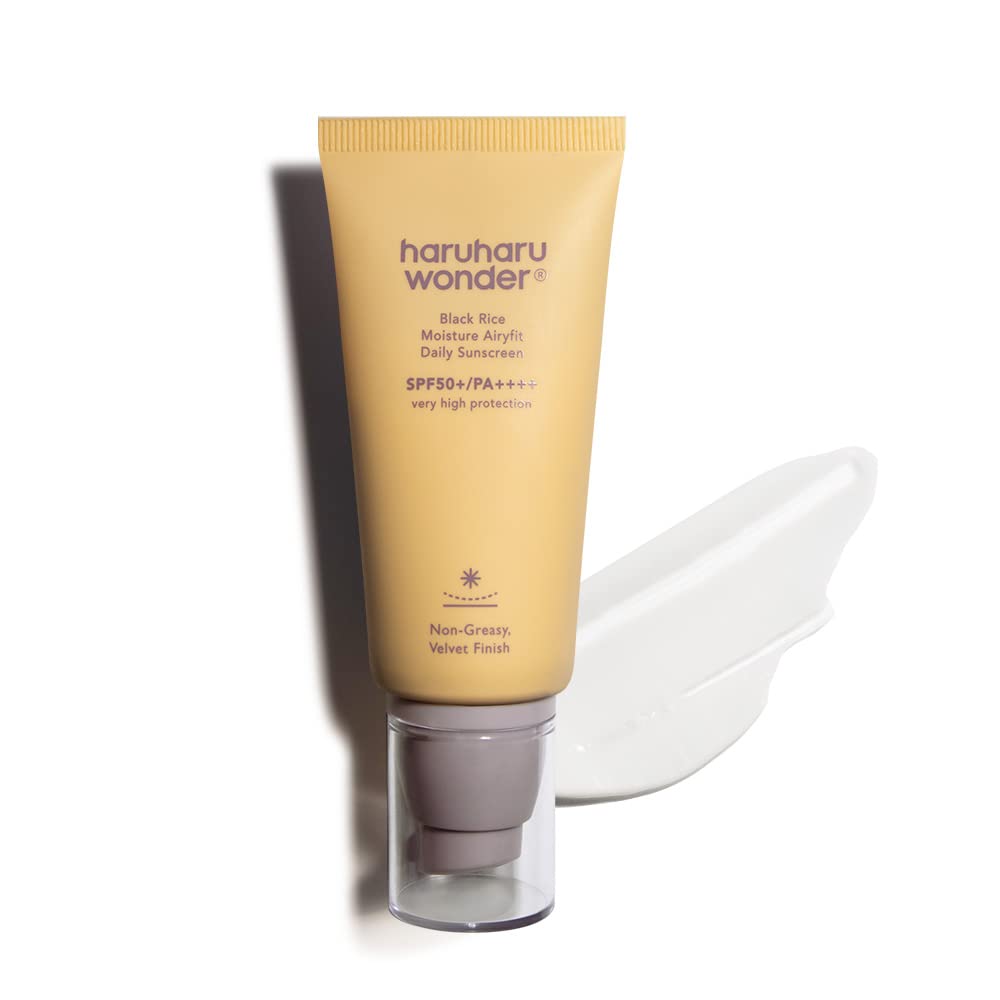 Haruharu Wonder Black Rice Sunscreen - Hydrating Daily SPF 50, Velvet Finish | 1.69fl.oz, Vegan Korean Skincare