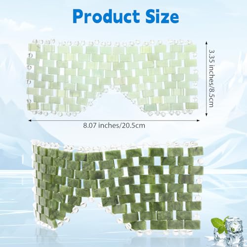 Coume 4 Pcs Jade Eye Mask Reusable Sage Green Facial Cooling Mask for Hot and Cold Anti-Aging Therapy to Reduce Wrinkles Puffiness Migraines Crystal Relief Sleeping Mask for Women Spa Treatment Gift