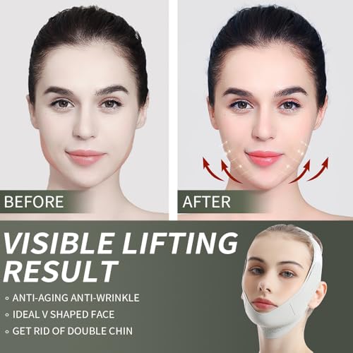 V Line Lifting Mask, V Shaped Face Mask, V Shaped Contouring Face Mask, Face Lifting Strap, Face Toning Belts, Jaw Exerciser, Washable and Reusable