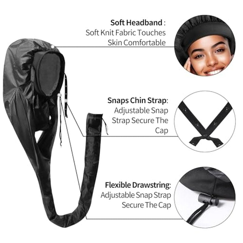Hooded Hair Dryer Bonnet,Upgraded Dual-Tubes Even Heat Blow&Speed up Thick or Curly Hair Drying, Deep Conditioning at Home,Portable&Universal Diffuser Attachment Cap(Size L)