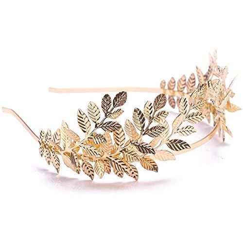 Sither Bridal Gold Leaf Crown Headband Olive Leaves Tiara Headpiece for Wedding Party Prom Halloween Festival Hair Accessories (gold)