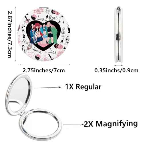 SEIRAA Korean Queen Pocket Mirror Music Gifts Korean Music Makeup Mirror Korean Group Merchandise (4 BP)