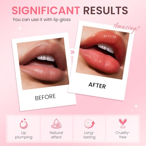 DEROL Lip Plumper by Vafee, Natural Lip Plumper and Lip Care Serum, Lip Enhancer for Fuller, Lip Mask, Beautiful Fuller, Hydrating & Reduce Fine Lines 5.5ML (Day& Night)