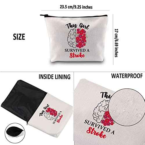 G2TUP Stoke Awareness Gift This Girl Survived A Stroke Makeup Bag Stroke Survivor Cosmetic Bag Stroke Warrior Gift Zipper Travel Bag (Survived A Stroke MB)