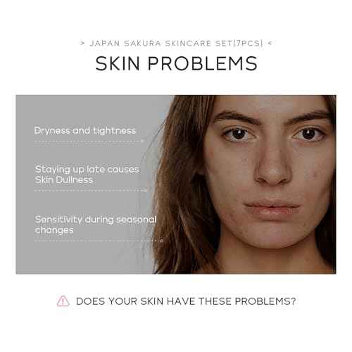 Skin Care Set JAPAN SAKURA Beauty Gift Sets Skin Care Kit with Cleanser, Toner, Lotion, Serum, Eye Cream, Face Cream, Make up Primer Travel Kit for Women Wife Mom 7pcs