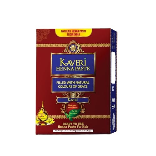 Kaveri Henna Cones 12 pack - Indian Henna Paste For Hair - Natural Dark Brown Red henna cones Organic - Temporary Henna Tattoo - Long Lasting Ready To use Tattoo Cones