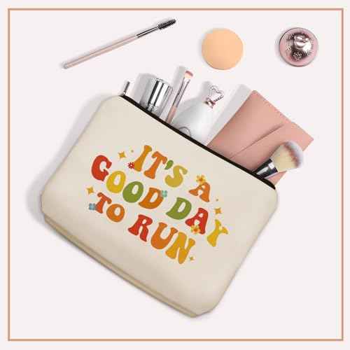 Running Christmas Gifts Makeup Bag: Cute Cosmetic & Toiletry Pouch It's a Good Day To Run For Girls & Womens Runner, Nieces, Girlfriends, Mom, Coworkers.Ideal Gift for Travel, Birthday