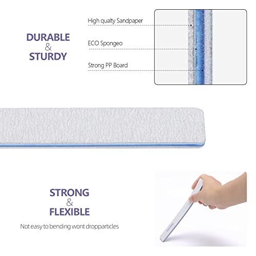 BTYMS 80/80 Grit Nail File - Professional Double-Sided Coarse Emery Boards for Shaping Acrylic & Gel Nails