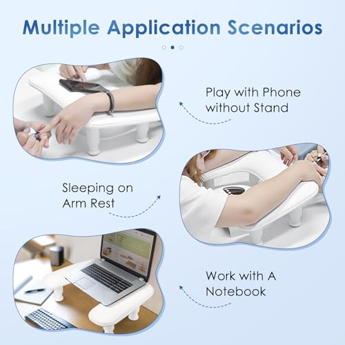 Manicure Arm Rest for Nails Tech: U-shaped Adjustable Nail Armrest - White PU Leather Hand Stand Rest for Manicurists