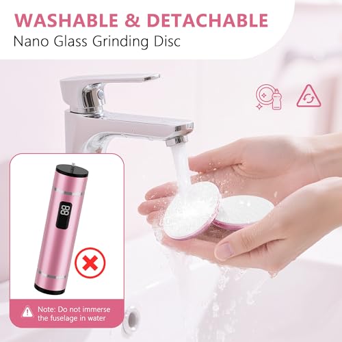 Electric-Foot-File-Callus-Remover Glass Grinding Head Electric Callus Remover for Feet Rechargeable Foot Grinder Dead Skin Pedicure Tools Adjustable Speed Foot Sander with Led Display (Pink)