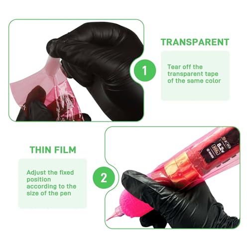 Large Size Tattoo Machine Covers, 200Pcs Sealable Tattoo Pen Sleeves Machine Bags 2.5" x 7.1" Pen Covers, Disposable Cartridge Tattoo Machine Bags XL,4 Colors (PINK)