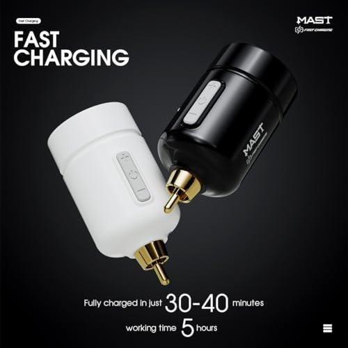 Mast Tattoo Flyb Wireless Tattoo Battery Power Supply for Tattoo Pen Machine, Cordless RCA Jack, Fast Charger Tattoo Battery