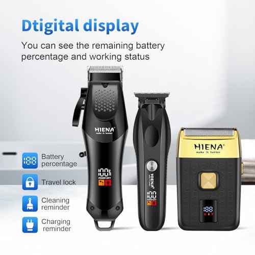 HIENA PRO Professional Hair Clipper Set for Men, Cordless Barber Clippers Set and Trimmer Kit, Foil Shaver & Men's Facial Grooming Tool, USB Rechargeable Electric Beard Trimmer & Nose Hair Trimmer Kit