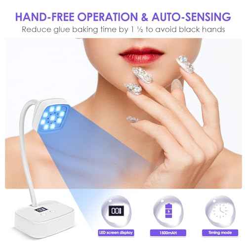 LED Mini UV Nail Lamp Auto Sensor Gel Nail Dryer 27W Rechargeable 360 Adjustable with 2 Timers