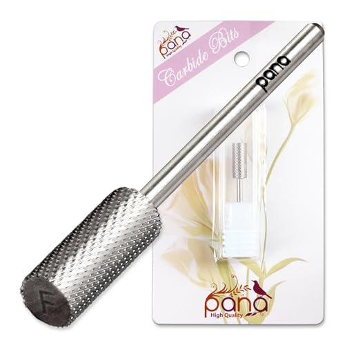 PANA Flat Top Small Barrel 3/32" Shank Size - (Silver, Fine Grit) - Fast remove Acrylic or Hard Gel Nail Drill Bit for Manicure Pedicure Salon Professional or Beginner
