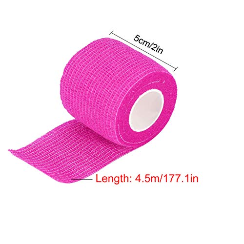 VideoPUP Tattoo Grip Cover Wrap, 6PCS Disposable Cohesive Elastic Bandage Handle Grip Tube for Tattoo Machine Accessories (Phosphor Pink)