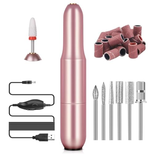 SAVILAND Electric Nail Drill: 2025 Electric Nail File Rose Efile Nail Drill Professional Manicure with 6PCS Nail Drill Bits Portable Nail File & Salon Use Manicure Pedicure at Home