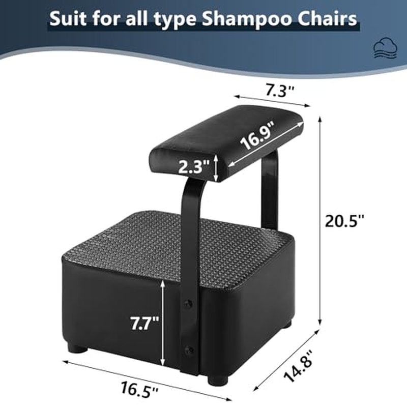 Independent Footrest for Backwash Beauty Spa Shampoo Bowl and Chair Set,Footstool for Spa Beauty, Ottoman for Shampoo Station Chair in Salon and Spa (Black)