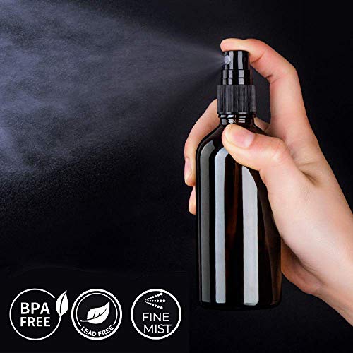 Hydior Amber Glass Spray Bottles for Essential Oils, 4oz Empty Small Fine Mist Spray Bottle 2 Pack