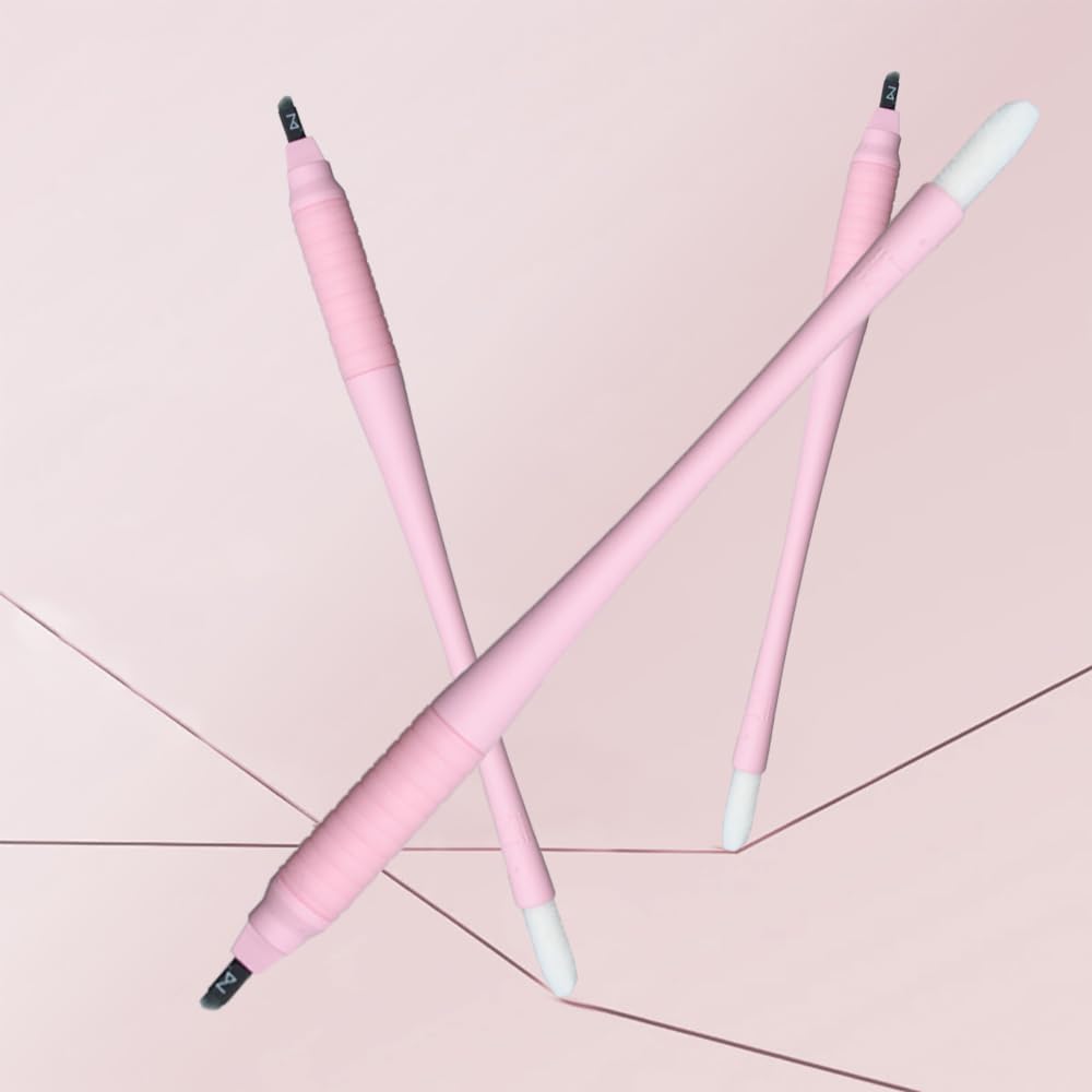 M Mellie's Signature Microblading Eyebrow Pen (Pack of 10) - Disposable Microblading Pen with Sterilized Blade, Comfortable Rubber Grip and Pigment Sponge for Flawless Bro (U18 NANO .15mm, Pink)