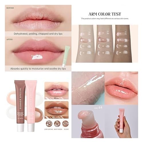 4 PCS Summer Lip Butter Balm Glossy Butter Balm Set,Instant Moisture and Hydration Lip Gloss,Long-lasting Hydrating Non-Sticky Lip Balm,Soften Dry Lips and Lip Care