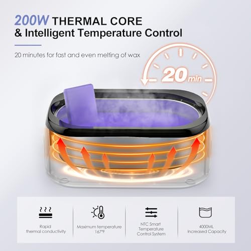 4000ml Paraffin Wax Machine for Hand and Feet - Professional Wax Warmer with 200W Thermal Core, LED Real-time Temp Control & 167¡ÆF Rapid Melting, Intense Hydration with Hand Wax Paraffin Bath