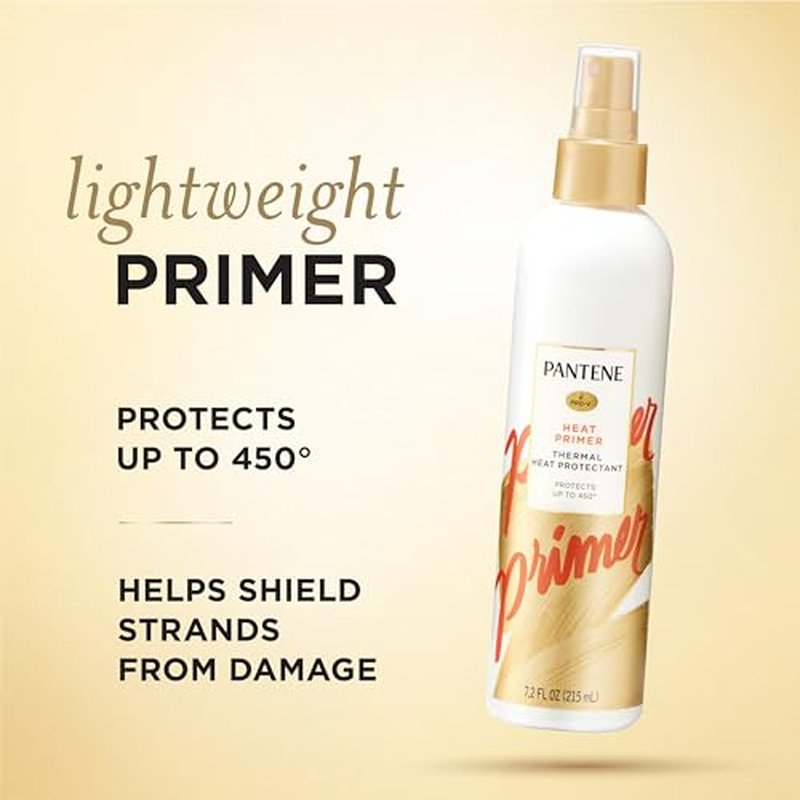 Pantene Pro-V Heat Protectant Spray, Thermal Heat Primer for Hair, Pack of 3, 21.6 oz total