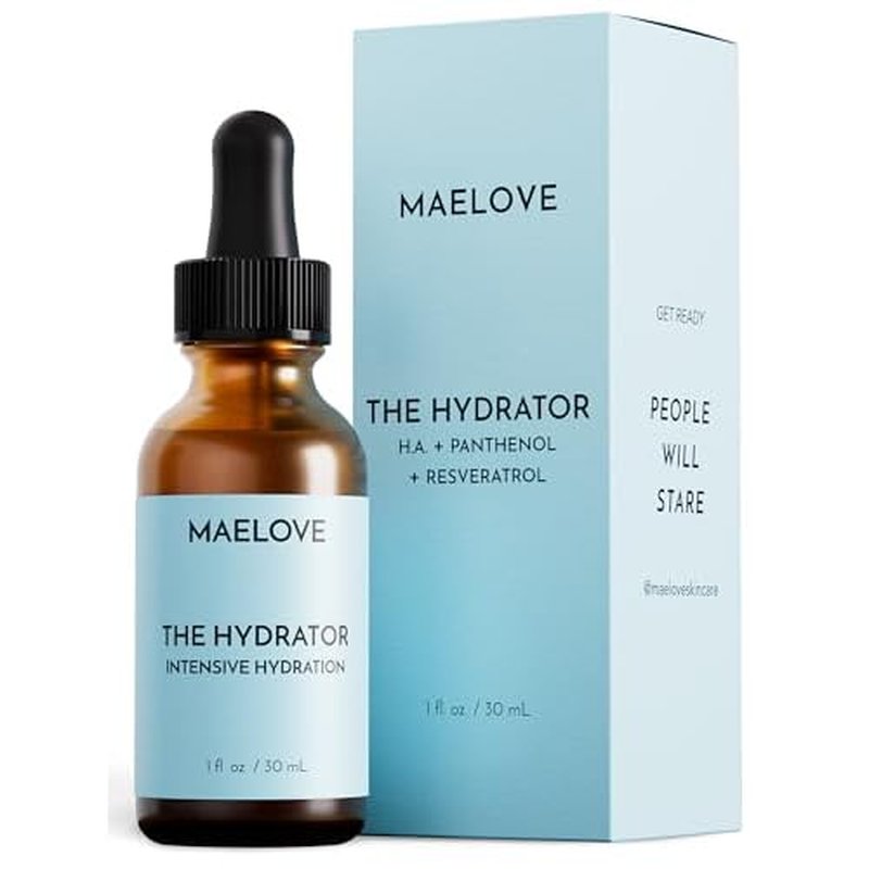 MAELOVE Hydrator Hyaluronic Acid B5 Serum with Resveratrol for Instantly Dewy Glow, Fills Fine Lines, Lightweight and Non Greasy, 1.0 fl oz