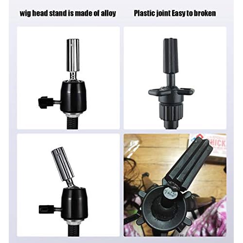 Wig Stand Tripod with Non-Slip Base Adjustable Mannequin Head Stand with Hook Heavy Duty Manikin Head Tripod