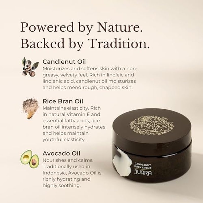 Juara - Candlenut Body Creme | Moisturizing Lotion | Dry Skin Hydration | Skin, Hands & Feet Cream | Soothing Skincare Balm | Cruelty Free, Paraben & Sulfate Free, Vegetarian | 7.5 oz (2-Pack)
