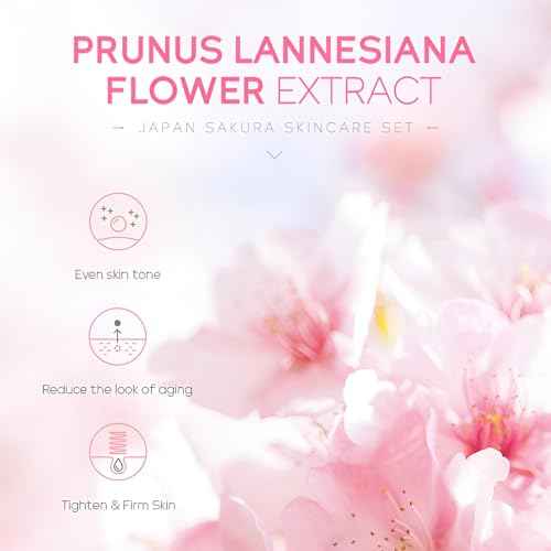 LAIKOU Sakura Skincare Set for Teen Girls, Complete 34PCS Face Care Kit, Christmas Pamper Gift Set for Women & Teenage Girls, Hydrating & Nourishing Travel-Friendly Daily Facial Skincare Routine