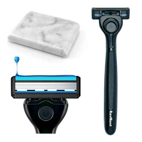 Tapstone Z5 Razor for Men, 5 Blade Shaving Razor with Travel Case, Plus Tapping Stone Made from Solid Marble, Tap Away for a Clean Shave, RevMont Z5 Tapstone Razor Set