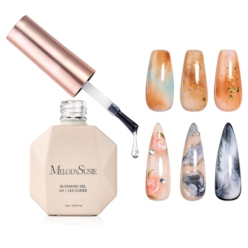 MelodySusie Clear Blooming Gel for Nail Design, Marble Watercolor UV Gel Nail Polish, Spreading Effect Sheer Painting Gel Nail Art Supplies, Nail Salon Manicure at Home for Women, 0.53 Fl Oz