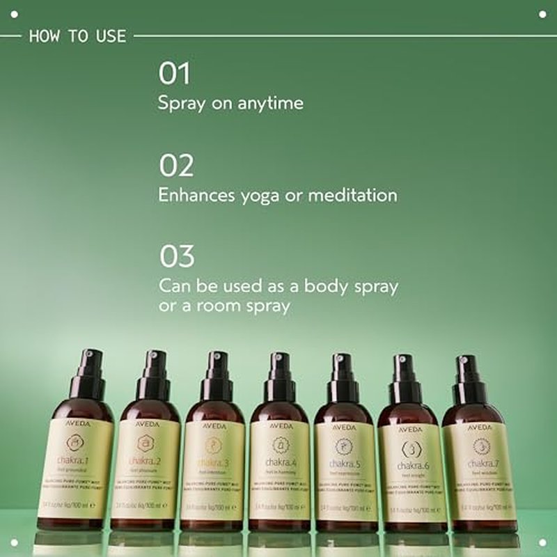 Aveda Chakra 6 Balancing Pure-Fume Mist: Intuition | Body & Room Spray | Balances Intuition Chakra | With Certified Organic Petitgrain, Orange, Geranium, 3.4 Fl Oz