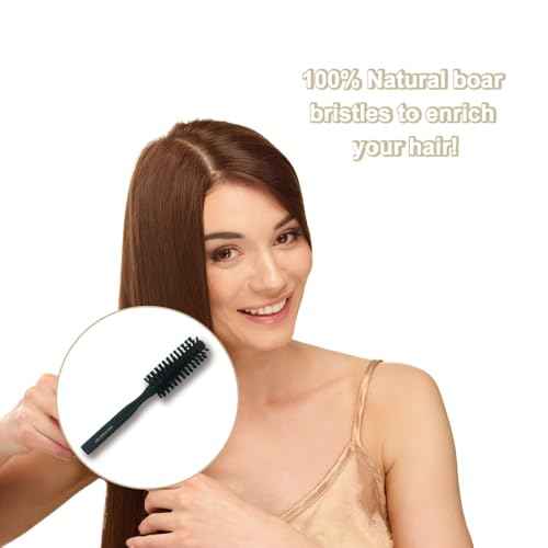 Boar Bristle Round Brush for Pro [ Made in Japan ] Small Round Boar Briste Hair Brush for Professional Salon