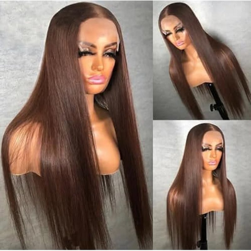 28 Inch Chocolate Brown Lace Front Wigs Human Hair #4 Brown 13x6 Lace Front Wigs Human Hair 200% Density HD Lace Frontal Wig Human Hair Glueless Lace Closure Wigs Pre Plucked For Women