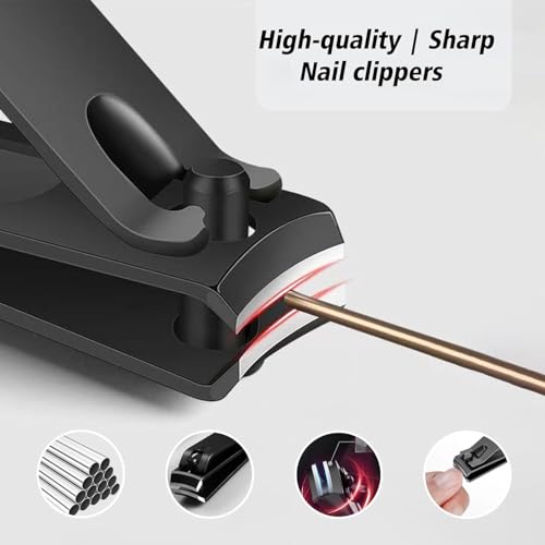 Cool Manicure Set for Men, Nail Clipper Grooming Kit for Teen Boy, Boyfriend, Husband, Dad, Small Gift Idea for Christmas Stocking Stuffers or Birthday Gift (Black)