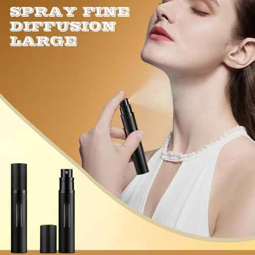 8ml Perfume Atomizer Travel Refillable,Mini Cologne Dispenser, Bottom-Filling Fragrances Perfumes Bottle,Portable Sprayer Pocket Size for Women Men Cruise Car Trip Gift 2pcs (Black-Black)