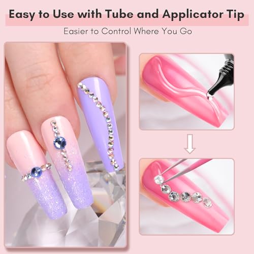 Makartt Nail Rhinestone Glue - 30ML Super Strong Adhesive Gel Nail Glue for Decorations Charms 3D Gel Nail Art Gems Jewel Diamonds for Salon & DIY Manicure, UV/LED Cured Need Beauty Gifts