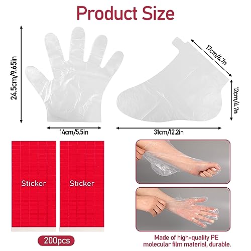 200 Pcs Paraffin Wax Liners for Feet and Hand, Disposable Paraffin Bath Liners Plastic Hand and Foot Bags for Hand & Feet Thermal Hot Wax Therapy SPA Paraffin Wax Machine,Larger and Thicker