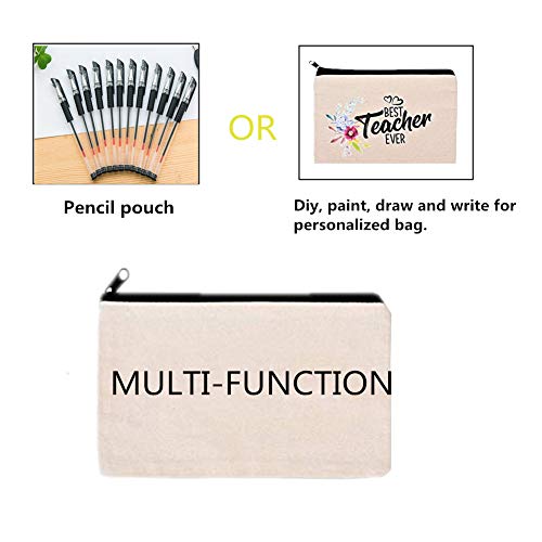 10 PCS Canvas Makeup Bag Cosmetic Pouch Blank Zipper Bag-9.1 ¡¿ 5.9 inch