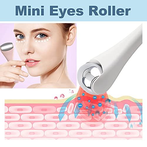 Mini Eye Ice Roller for Eyes Puffiness - Facial Ice Roller and Mini Roller 2 in 1 - Massager for Migraine Relief Tighten Pores Under-Eye Pain Relief - Reduce Wrinkle Puffy for Face Arms (Pink)