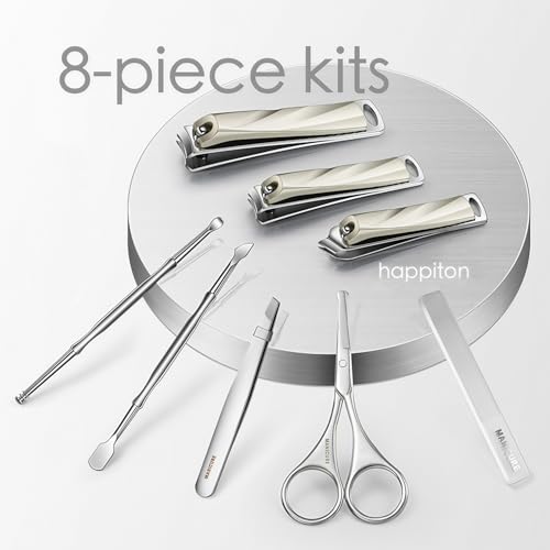 8-Piece Manicure Pedicure Set-Stainless Steel Nail Clippers Toenail Fingernail Cutters with Travel Case Complete Grooming Kit (Blue)