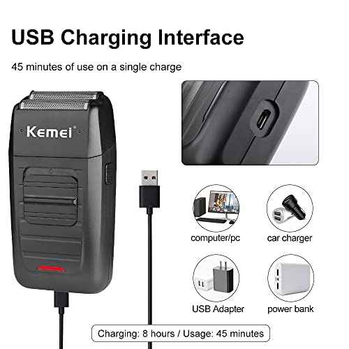 kemei Men's Reciprocating Cordless Razor Razor Electric Rechargeable Razor Precision Beard Sideburn Trimmer Razors Twin Blade Multifunction Grooming Razor¡¦