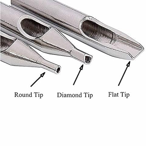 Tattoo Stainless Steel Tips Kit, 22pcs Assorted Stainless Steel DT RT FT Tip Kit with 1 pc Cleaning Brush for Tattoo Machine Gun Tatto Needles